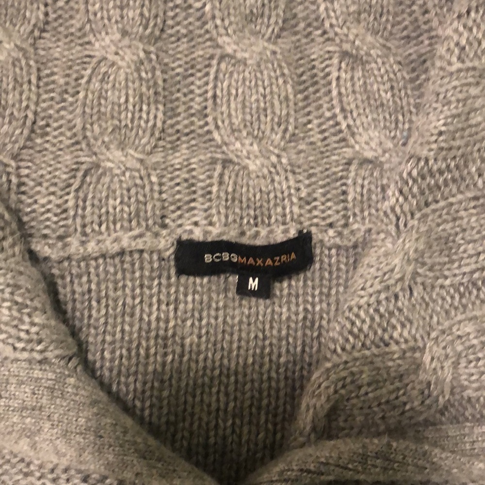 BCBG MaxAzria angora wool blend sweater in grey with top design button 2 pockets - Picture 2 of 12